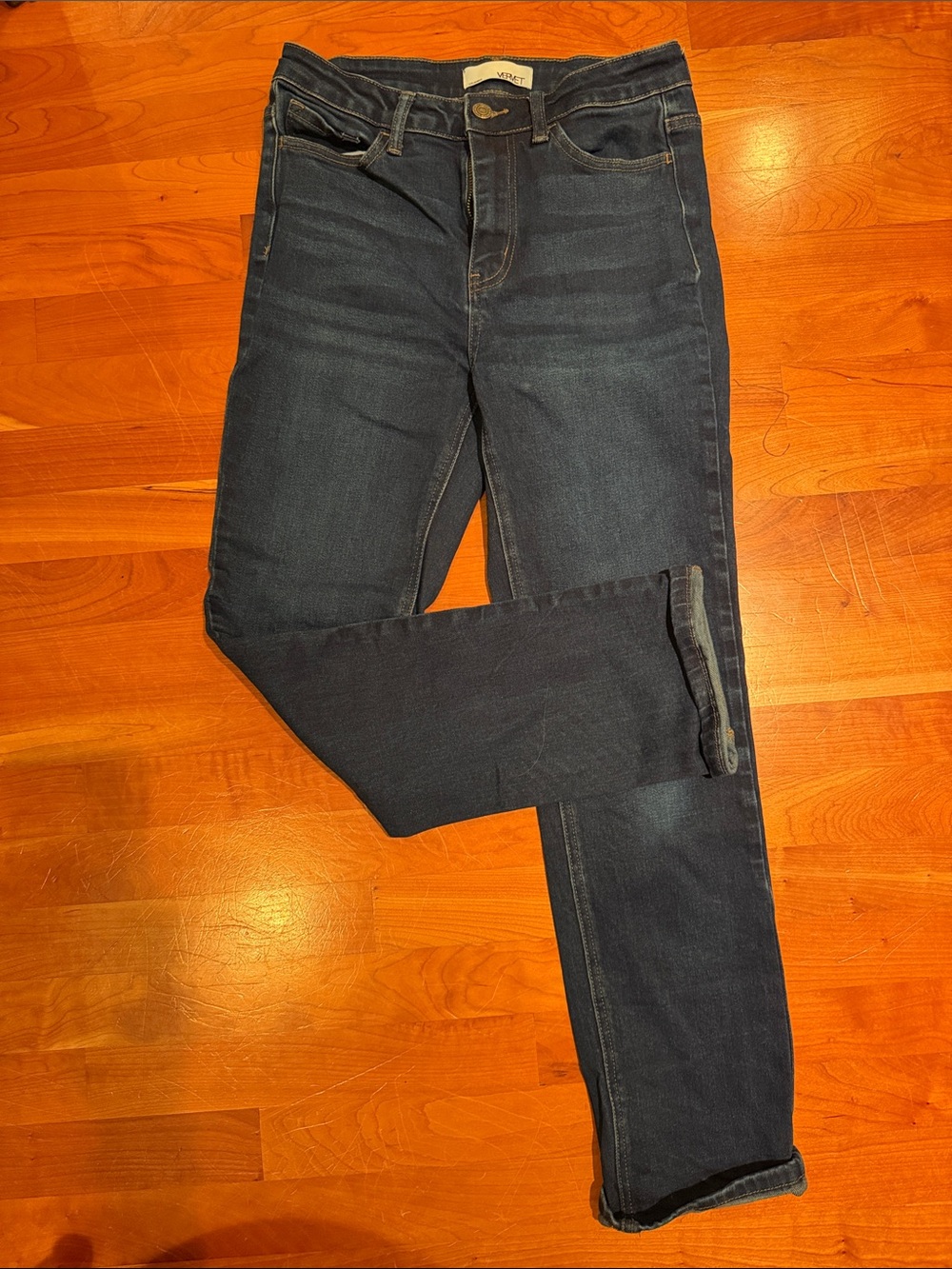 VERVET Dark Wash High Rise Stretch Straight Leg Denim Jeans Size 27 NWOT